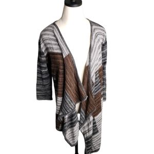Waterfall Drape front Longline Earth Tones Cardigan EUC M